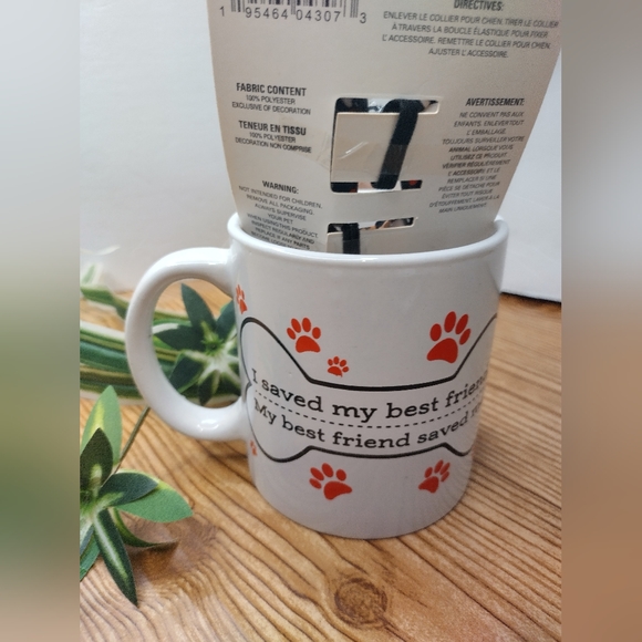 I Saved My Best Friend My Best Friend Saved Me Coffee Cup Bonus Doggie Bow Ties - Picture 2 of 3